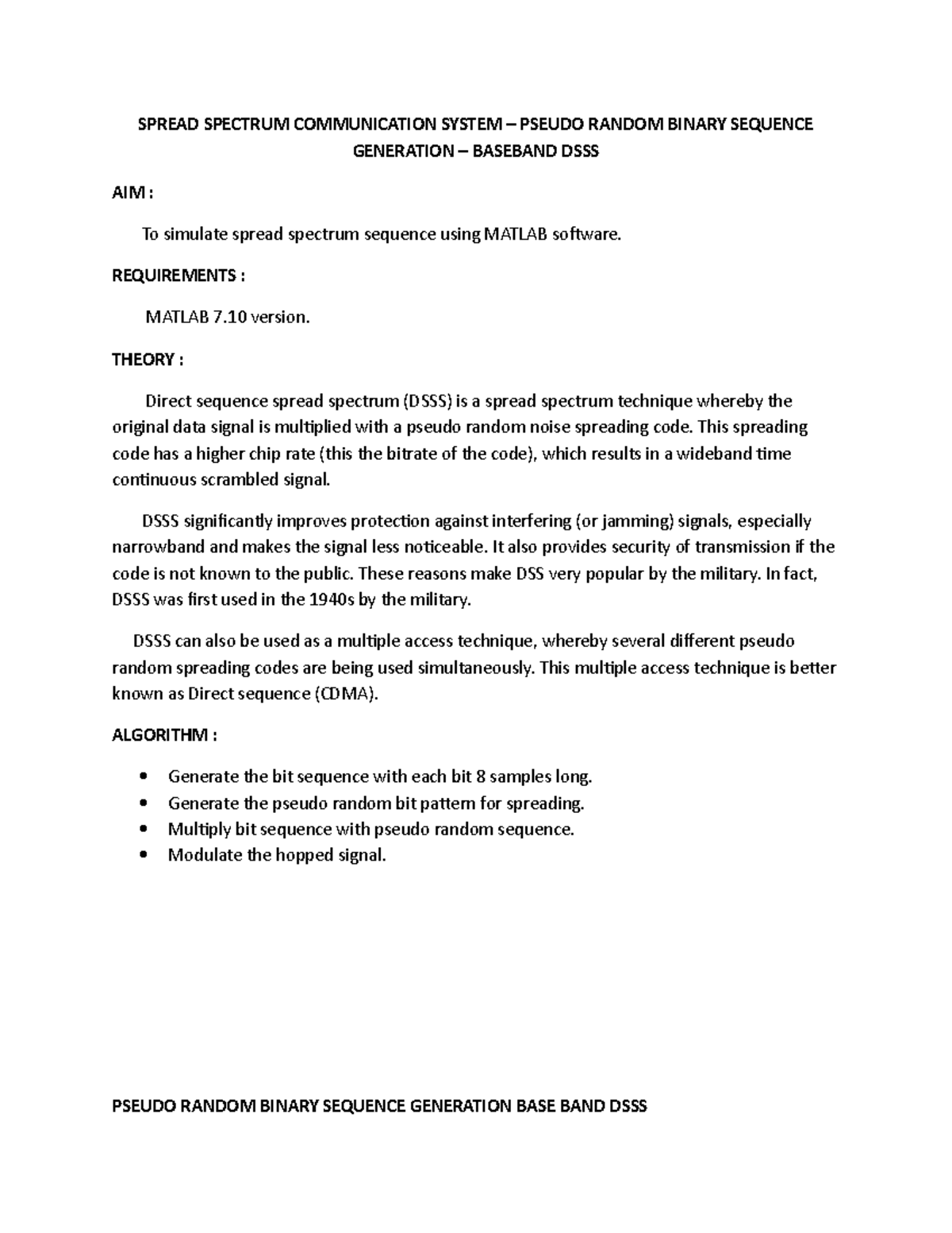 Spread Spectrum Communication System - SPREAD SPECTRUM COMMUNICATION ...
