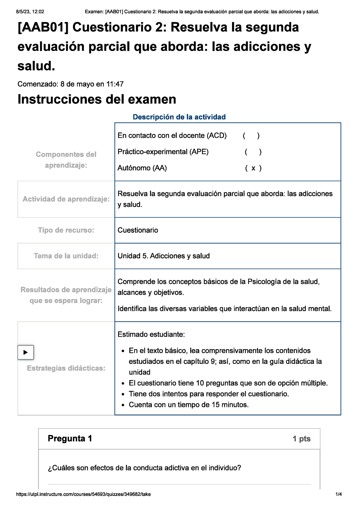 Examen [AAB01] Cuestionario 2 Resuelva La Segunda Evaluación Parcial ...