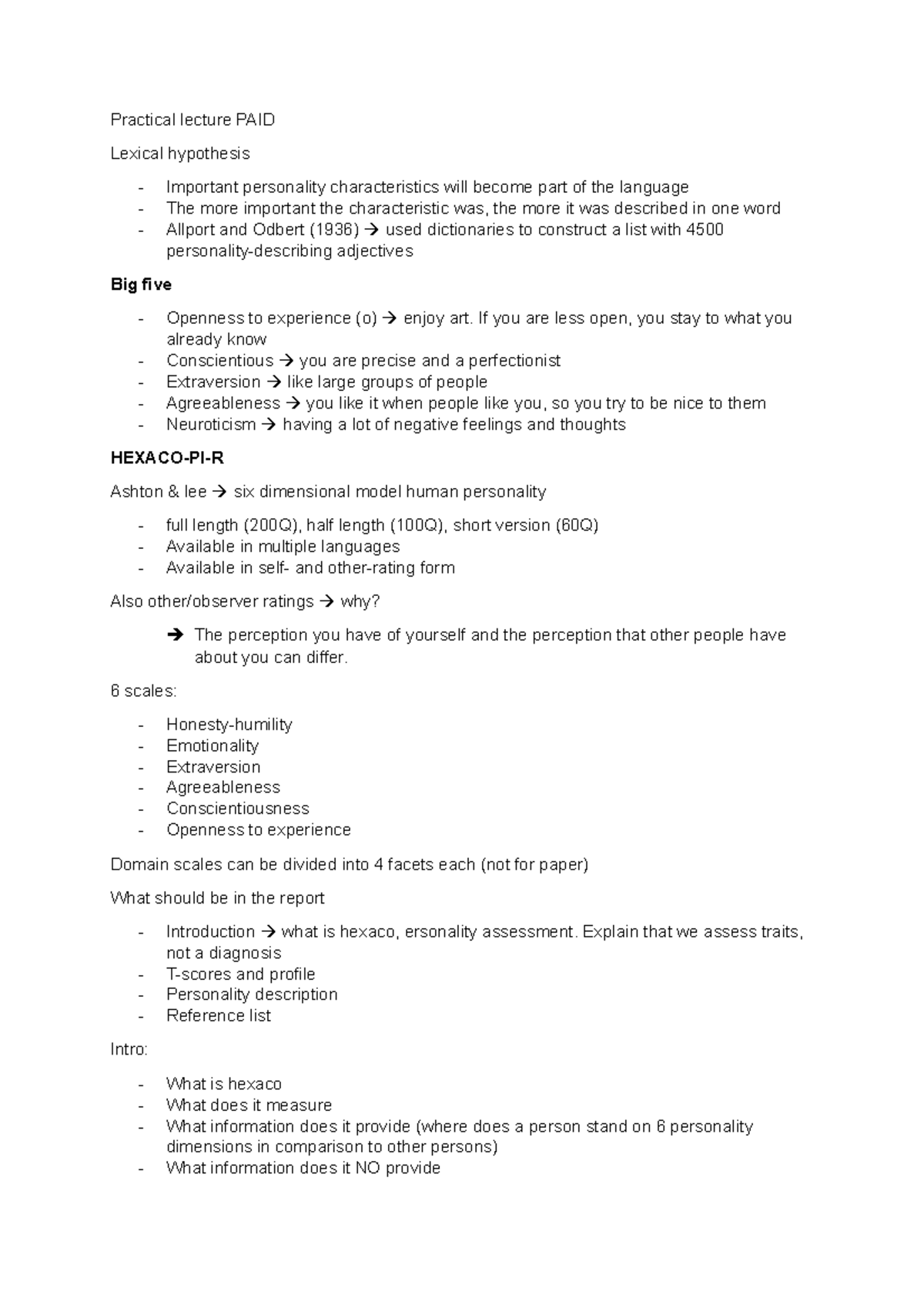 Practical lecture PAID - Practical lecture PAID Lexical hypothesis ...