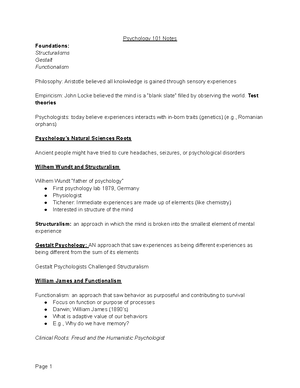Psych 101 Lecture 3 Notes - 31 JanXaU\ 2024 Psych Notes Chapter 3 The ...