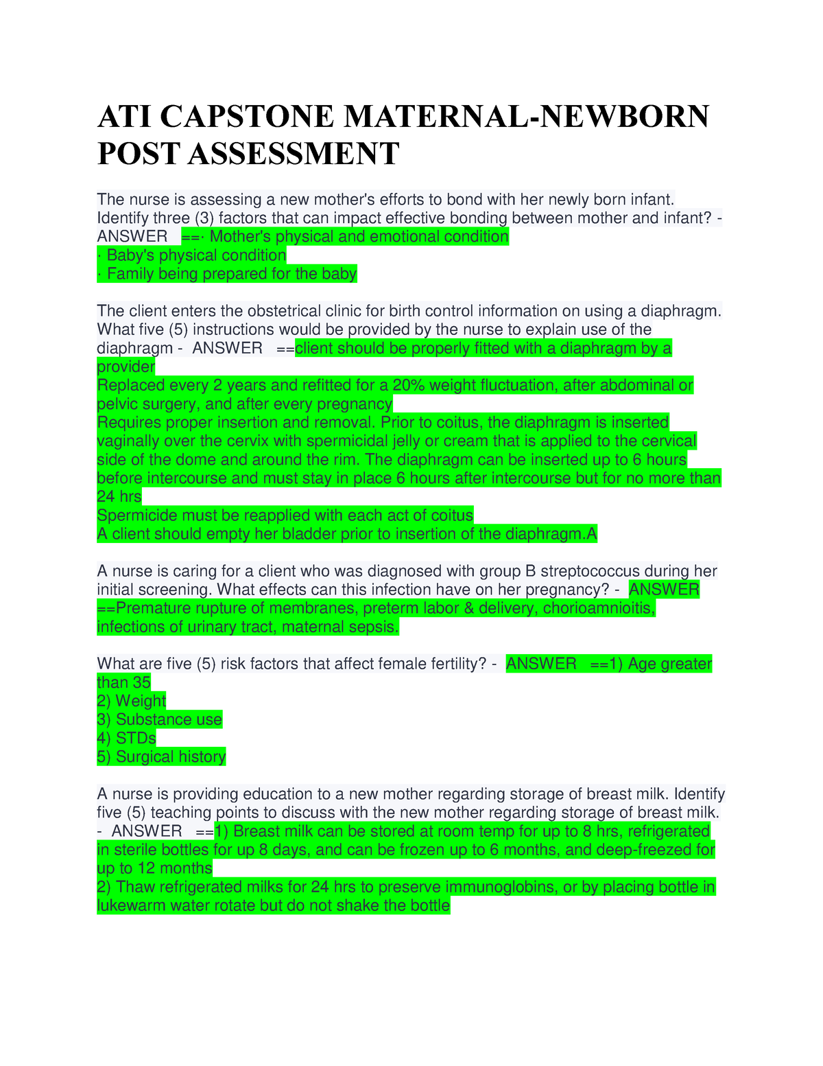 post assessment assignment ati capstone