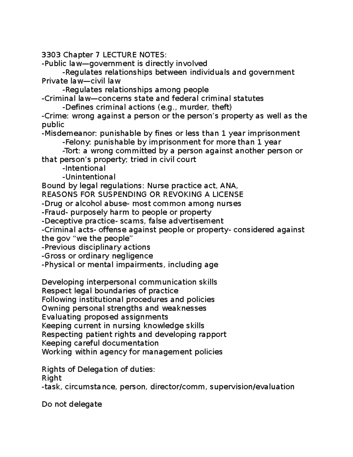 3303 Chapter 7 Lecture Notes- 9:12:22 - 3303 Chapter 7 LECTURE NOTES ...