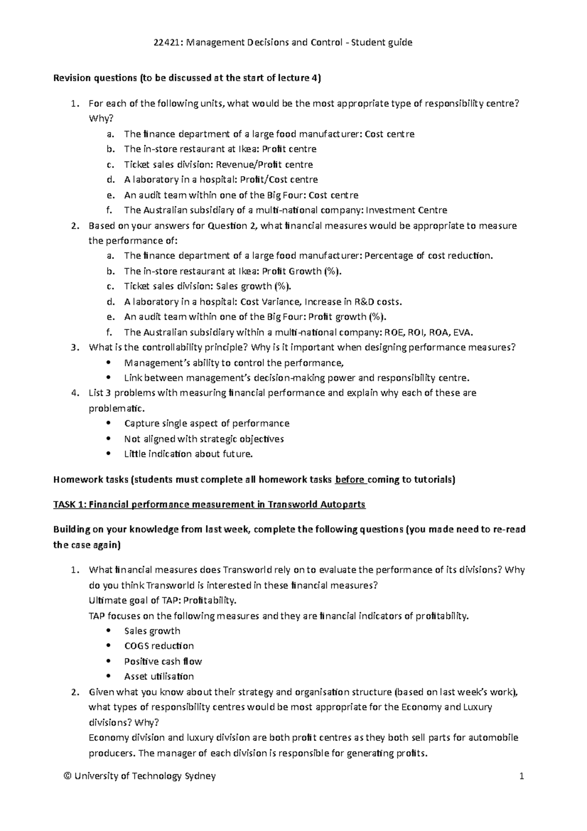 Topic 3 - Tutorial notes - Revision questions (to be discussed at the ...