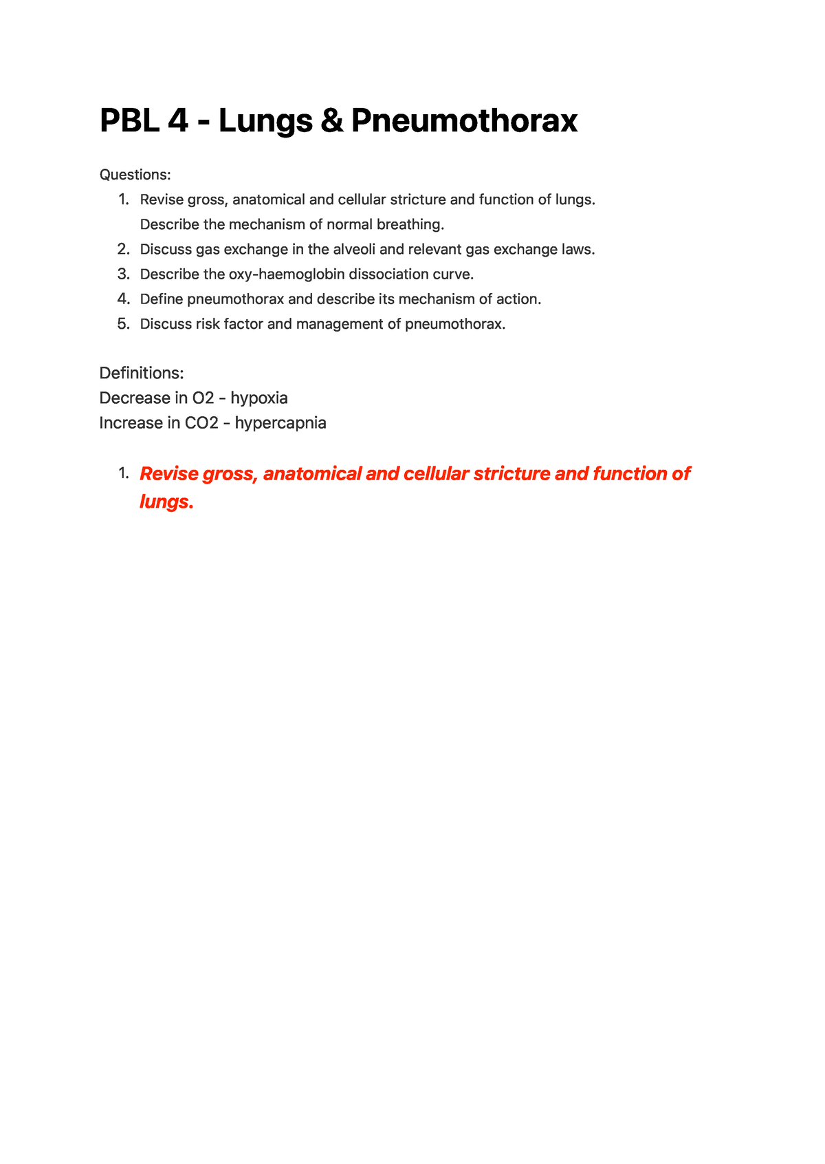 Lungs And Pneumothorax - P B L 4 - L U N G S & P N E U M O T H O Ra X ...