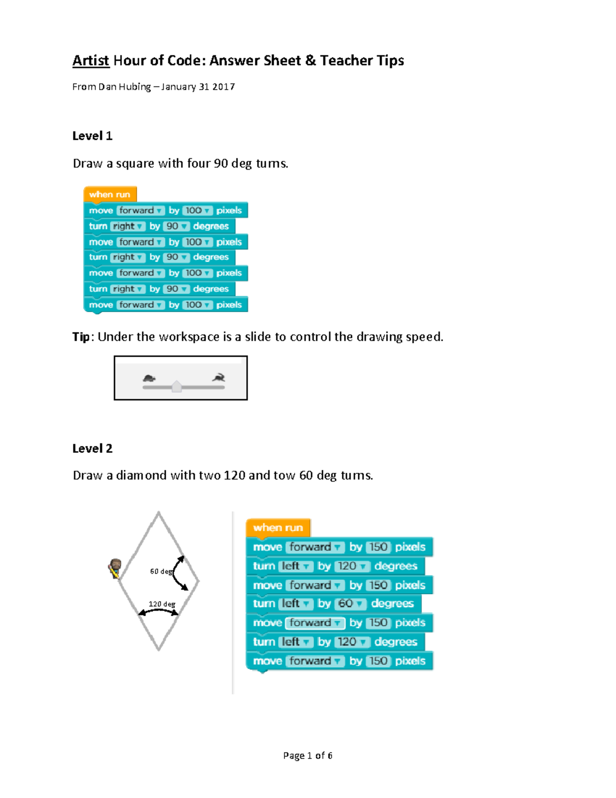 Artist Answer Sheet - For Code.org - Artist Hour of Code: Answer Sheet ...