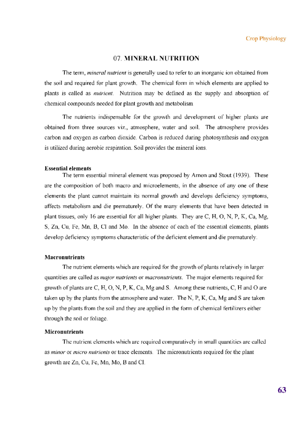 Crop physiology (part 4) Botany ist sem Studocu