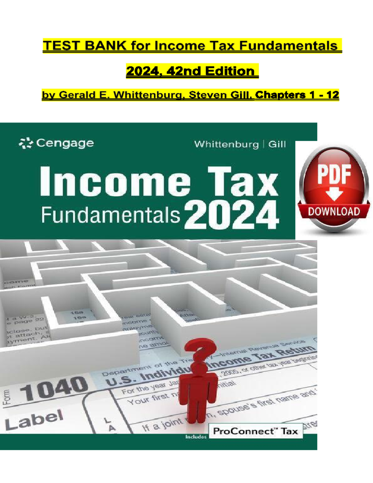 Solutions Manual For Income Tax Fundamentals 2024 42nd Edition By ...