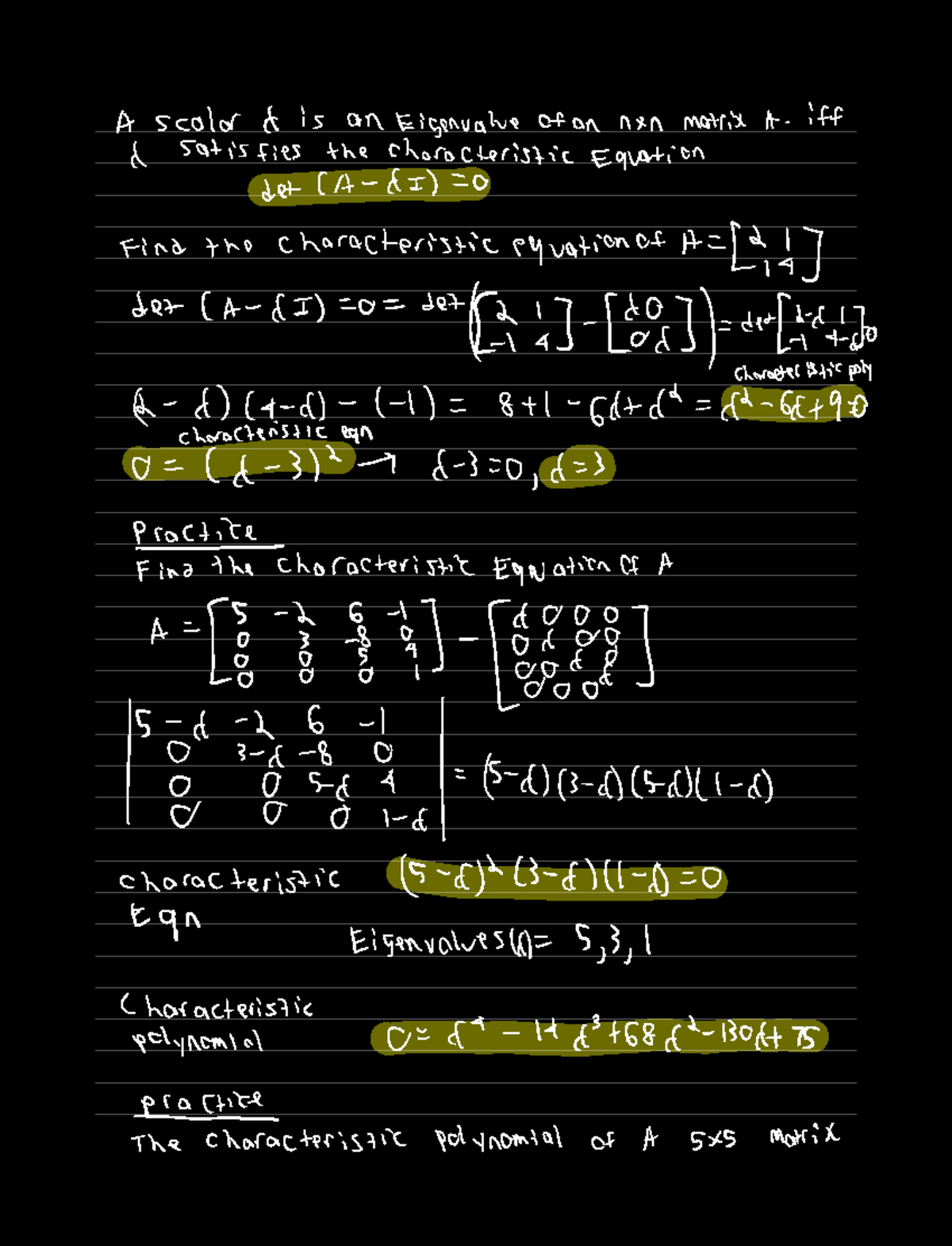 Math 235 5.2 (The Characteristic Equation) - A scalar d is an ...