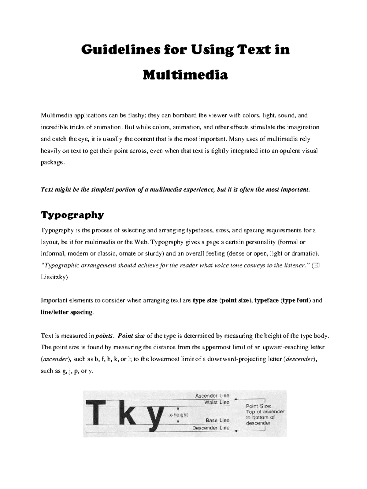 Guidelines for using text in multimedia - Guidelines for Using Text in ...