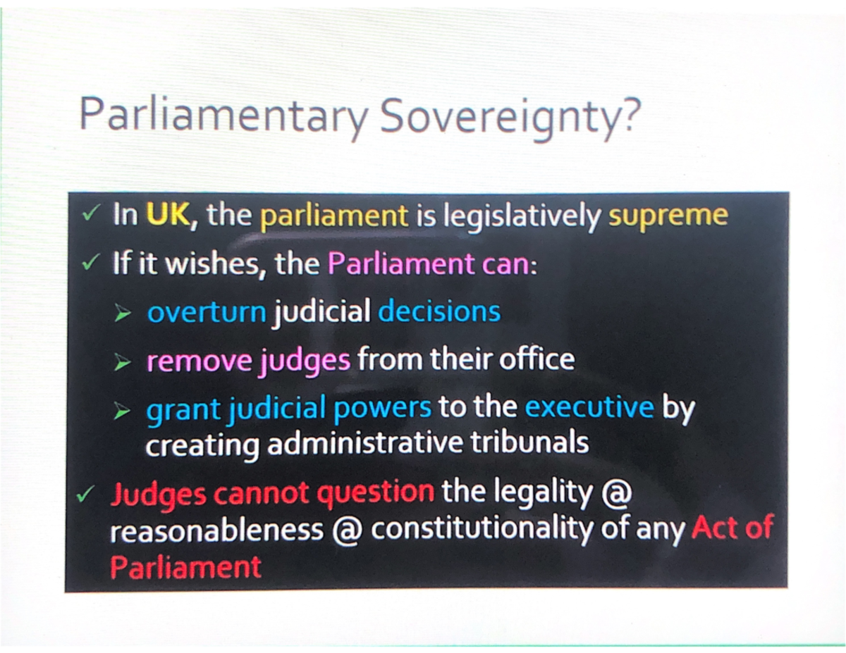 Principles in Constitution Parliamentary Sovereignty Constitutional