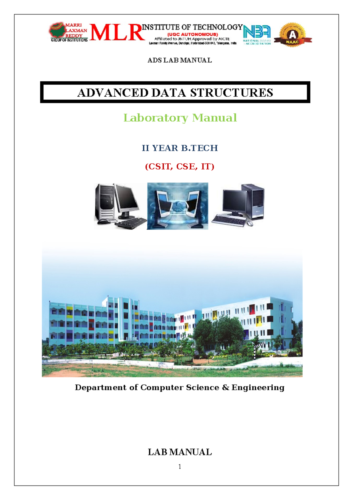 Adslab Manual 202122 imp Laboratory Manual II YEAR B (CSIT, CSE