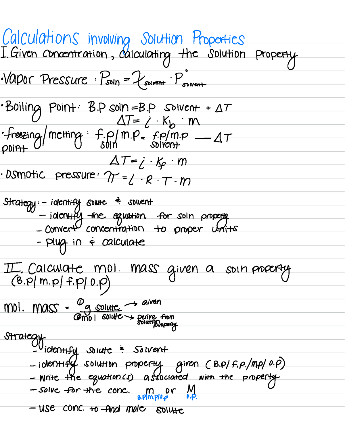 Calculations involving Solution Properties - Calculations involving ...