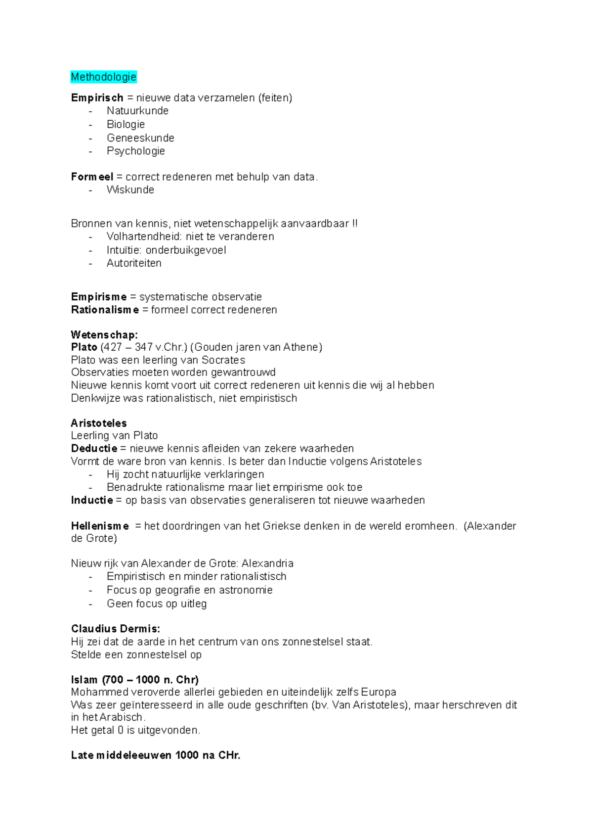 Samenvatting Hoorcolleges Methodologie Methodologie Empirisch