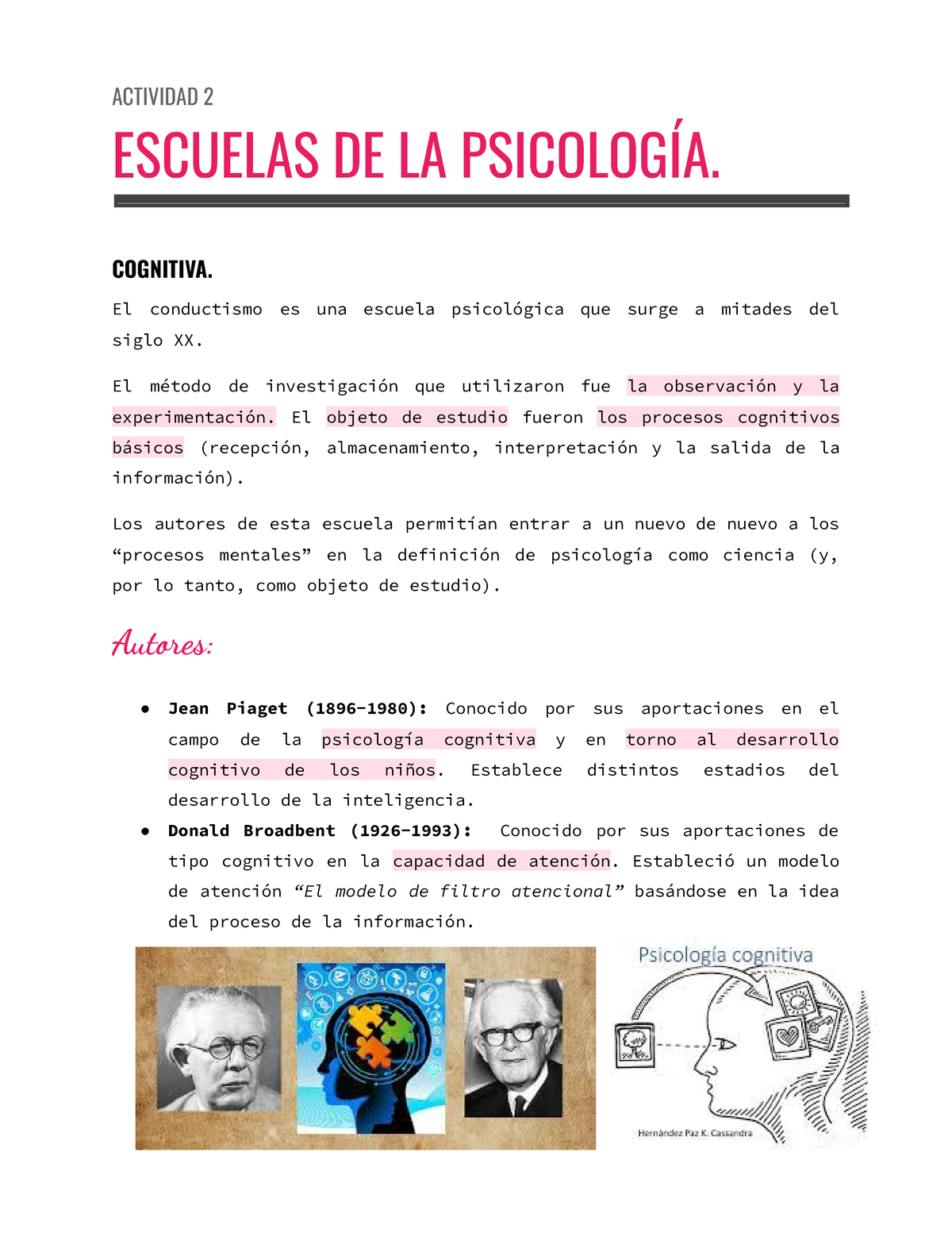 Escuelas De La Psicologia Actividad 2 Escuelas De La PsicologÍa Cognitiva El Conductismo Es 3574