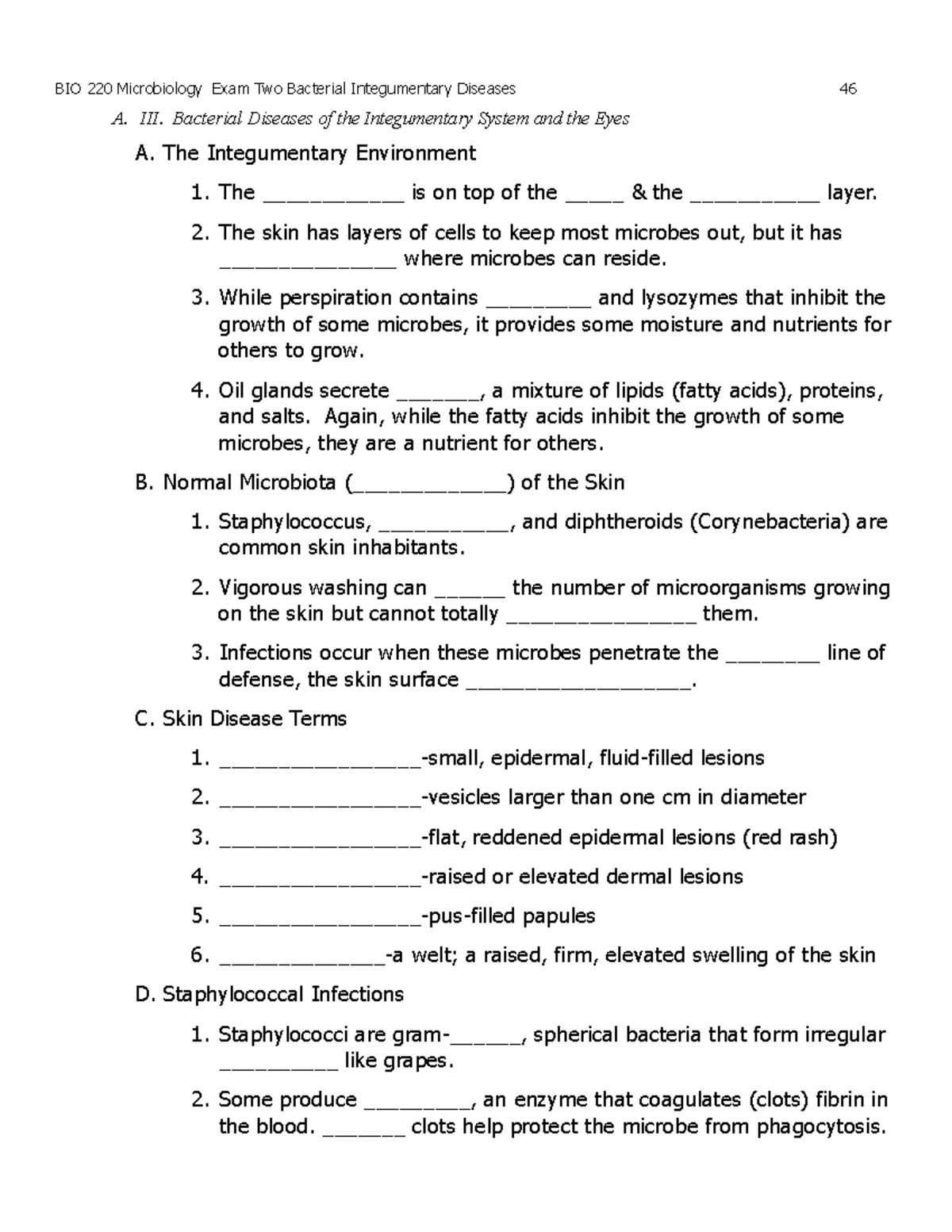 BIO 220 Exam Two Student Notes - part 2 - BIO 220 Microbiology Exam Two ...