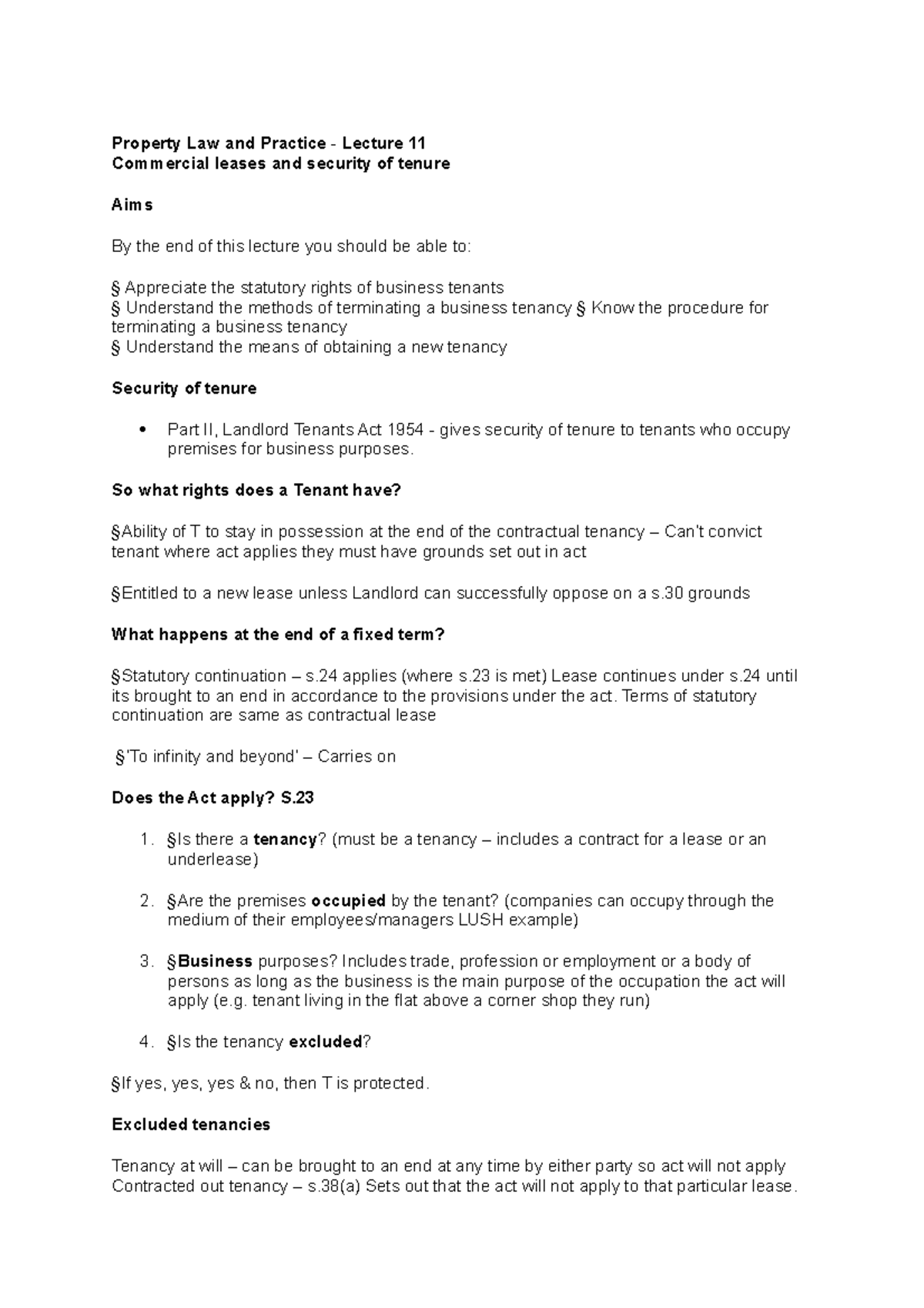 Lecture 11 Property law rent review BLA2011 Cumbria Studocu