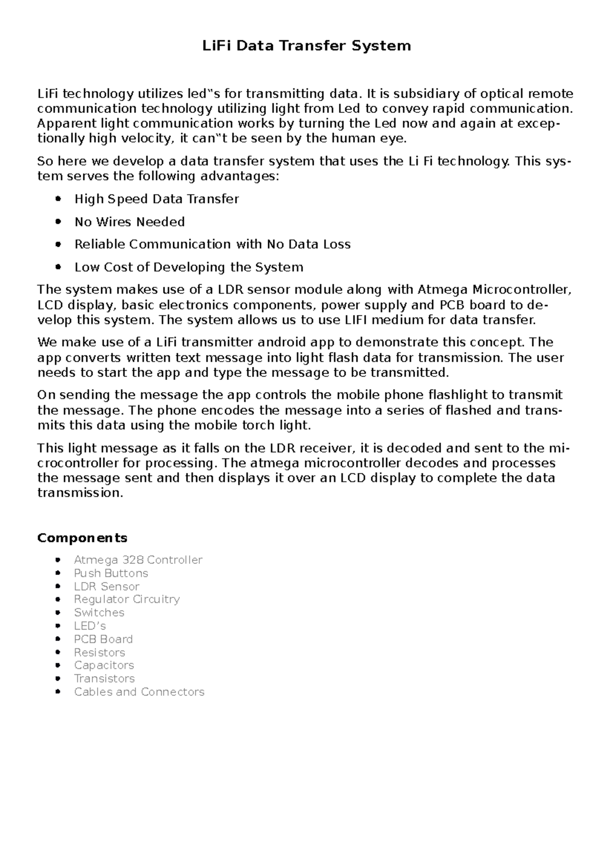 Li Fi - sâsaasasas - LiFi Data Transfer System LiFi technology utilizes ...