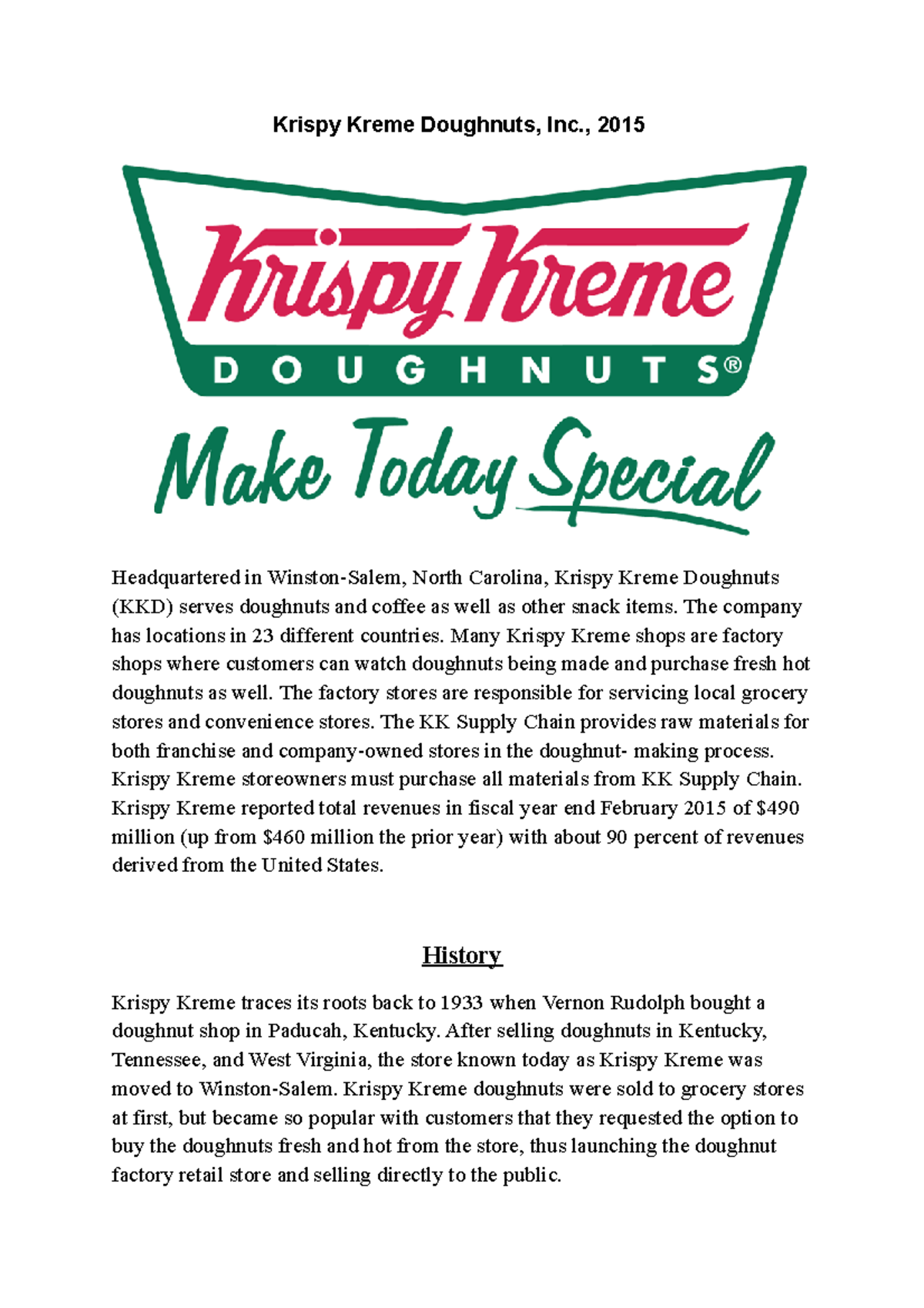 case study of krispy kreme