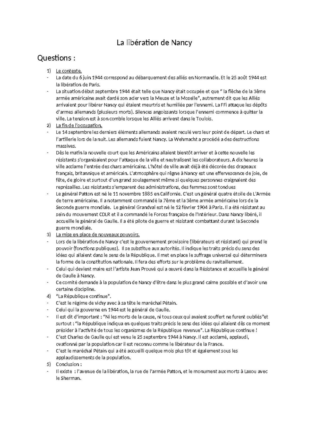 La libération de Nancy - Incroyable - La libération de Nancy Questions ...