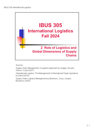 IBUS 305 Fall 2024 04 - description - Sources: Supply Chain Management ...