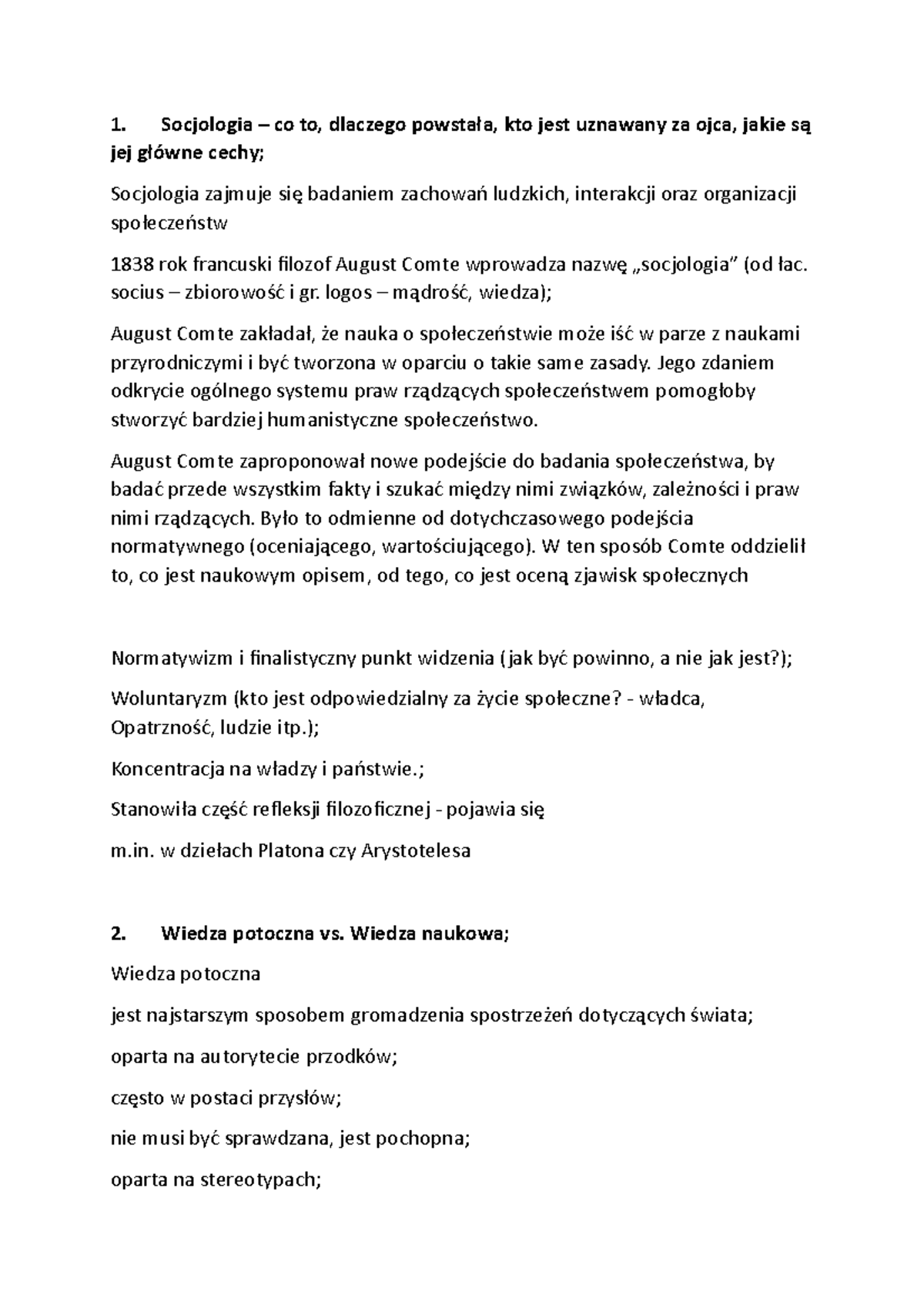 Socjologia Egazmin - zagadnienia do egzaminu - Socjologia – co to