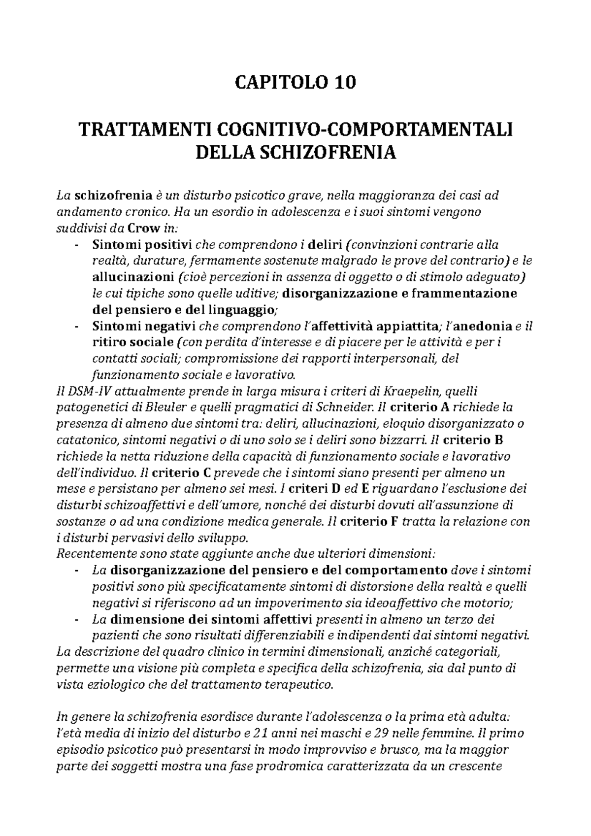 Capitolo 10 - CAPITOLO 10 TRATTAMENTI COGNITIVO-COMPORTAMENTALI DELLA ...