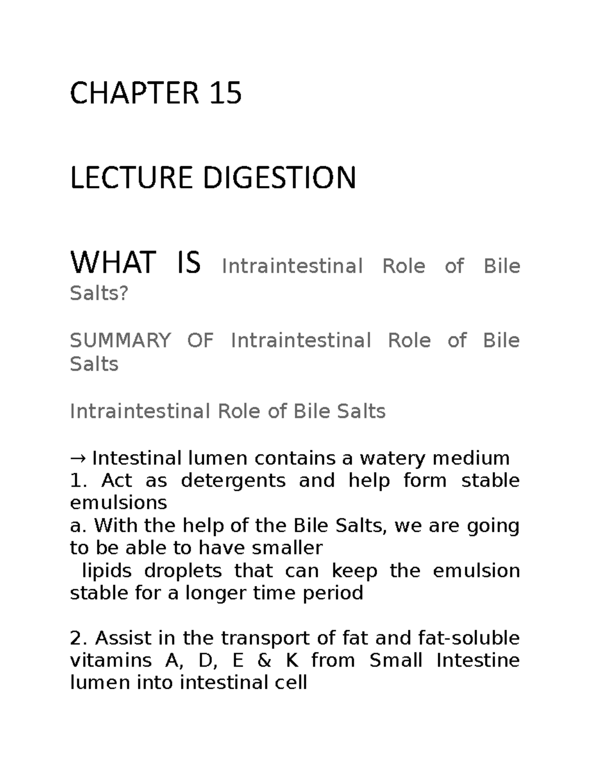 Lecture Digestion - 10 - CHAPTER 15 LECTURE DIGESTION WHAT IS ...