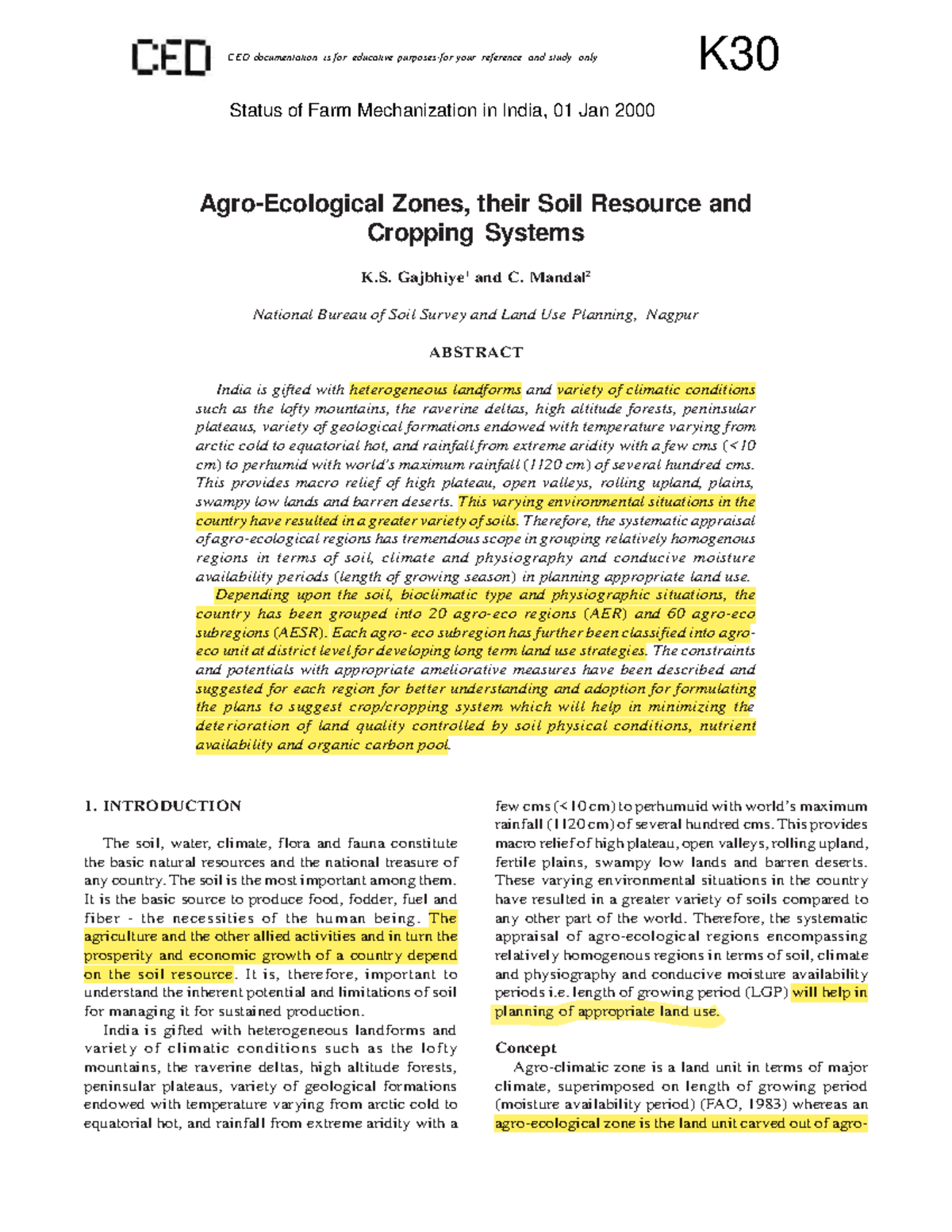 Agro-ecological Zones - AGRO-ECOLOGICAL ZONES, THEIR SOIL RESOURCE AND ...