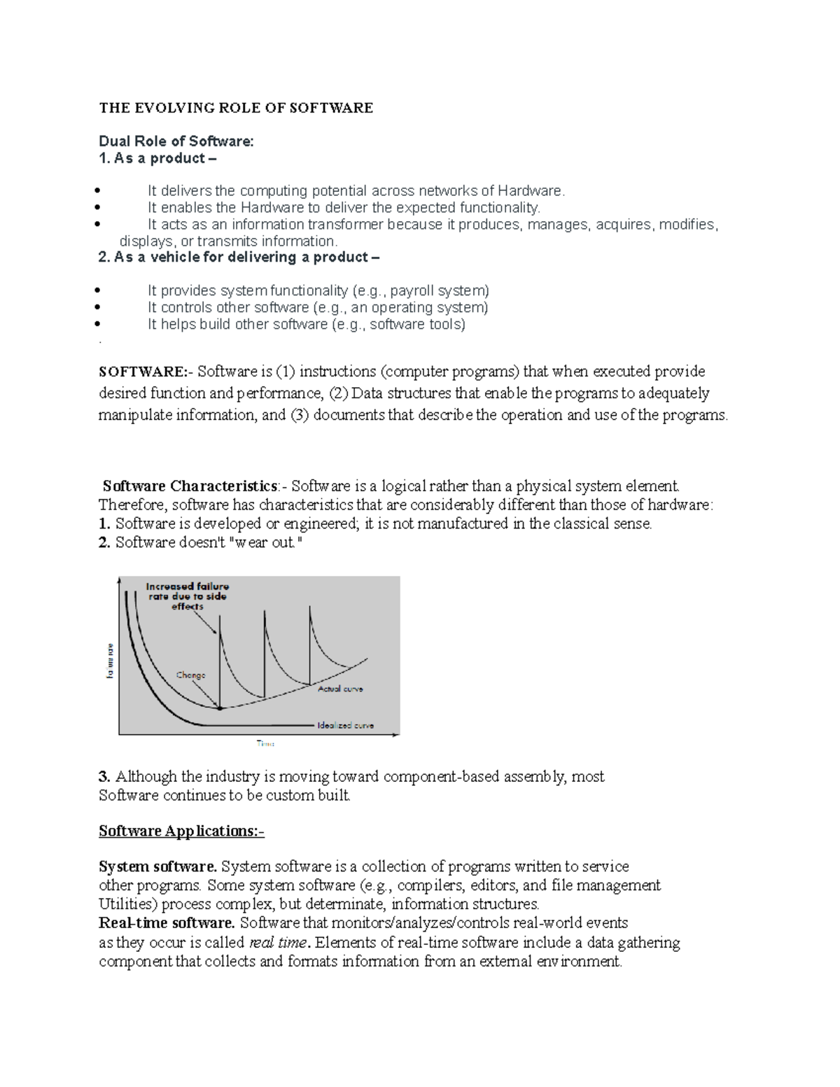Se notes part1 - Software engineering - THE EVOLVING ROLE OF SOFTWARE ...