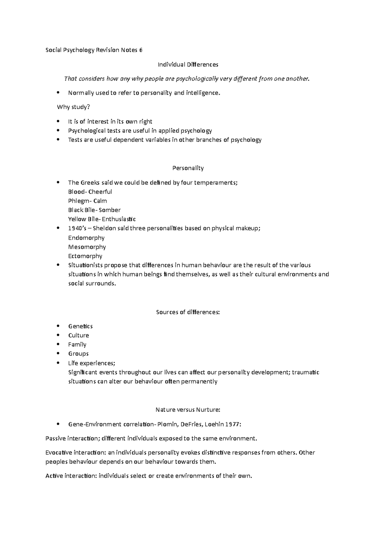 Social Psychology Revision Notes 6 - Normally used to refer to ...