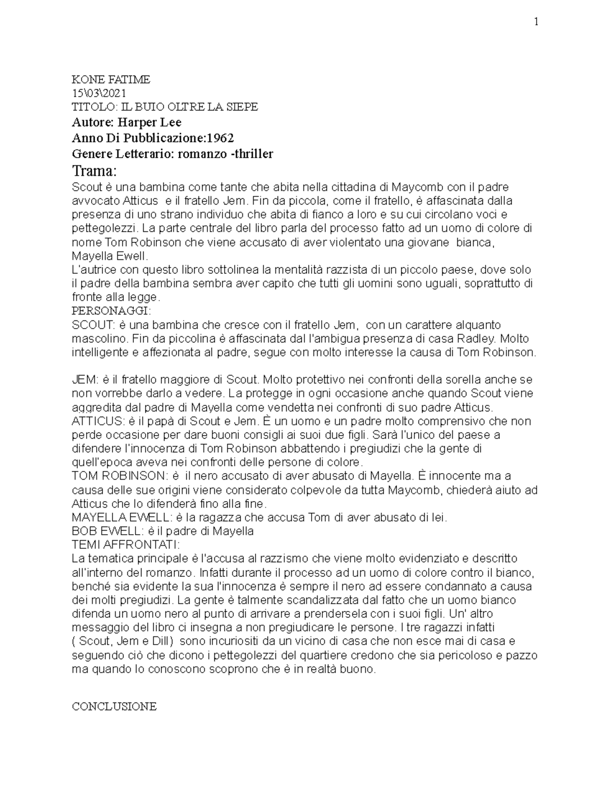 3clt recensione il buio oltre la siepe (kone fhatime) - 1 KONE FATIME ...