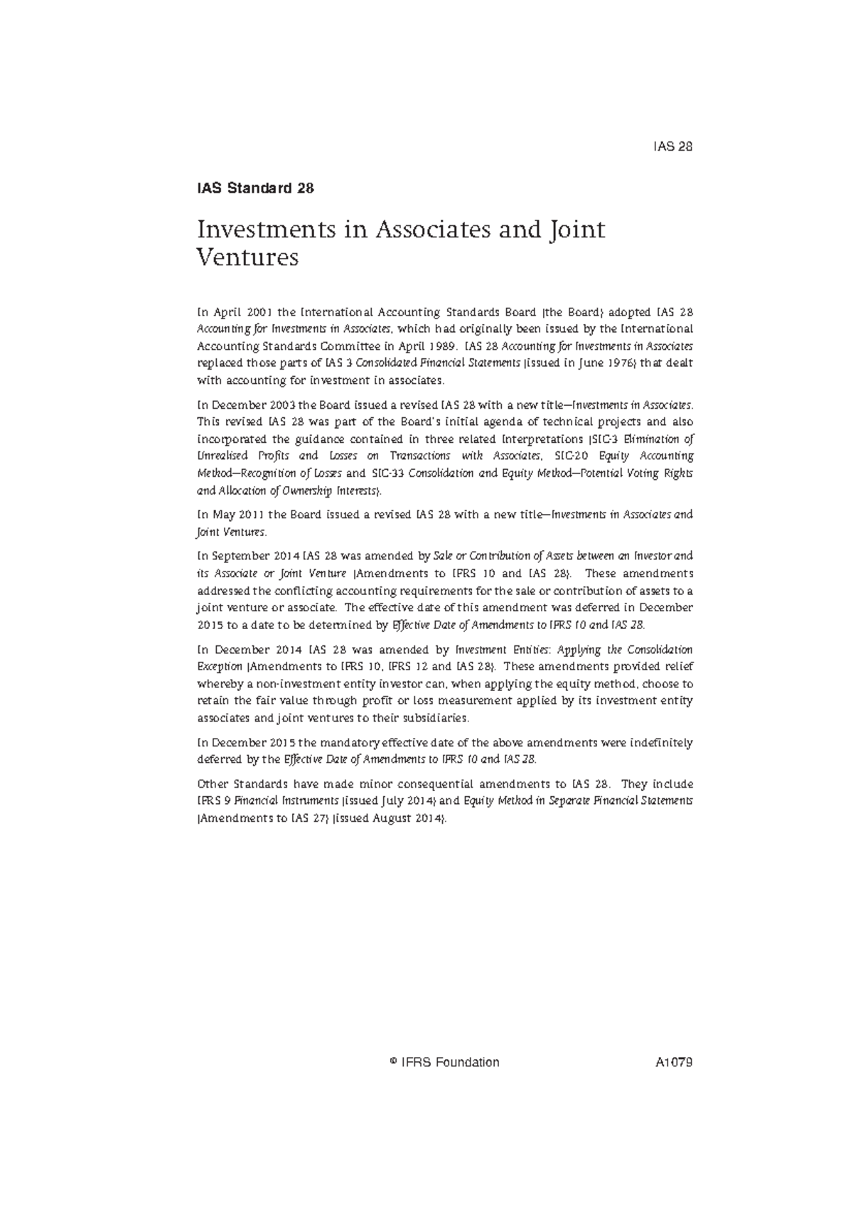 IAS 28- Investments IN Associate AND Joint Ventures - IAS Standard 28 ...