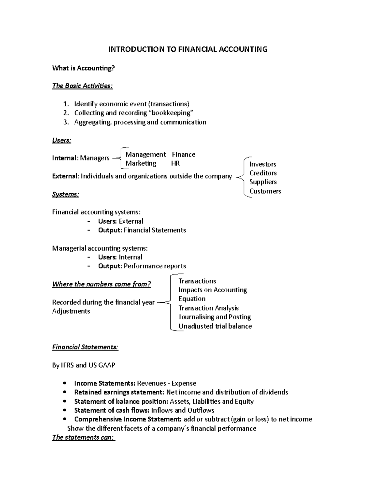 Accounting Notes - INTRODUCTION TO FINANCIAL ACCOUNTING What is ...