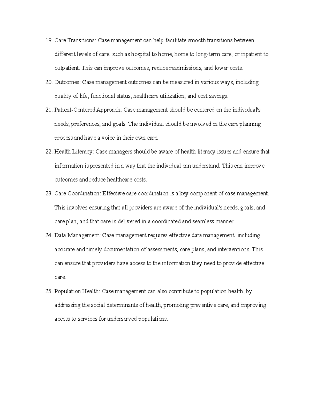 Case Management Notes Part 3 Care Transitions Case management can help facilitate smooth