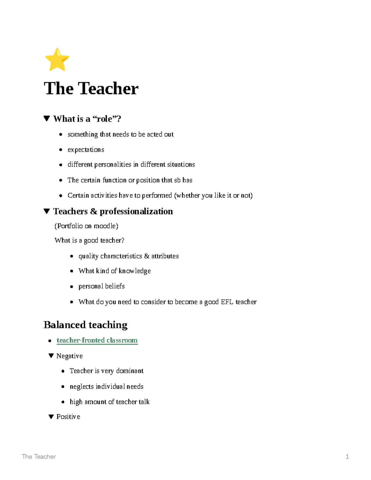 tefl assignment 1 teacher roles