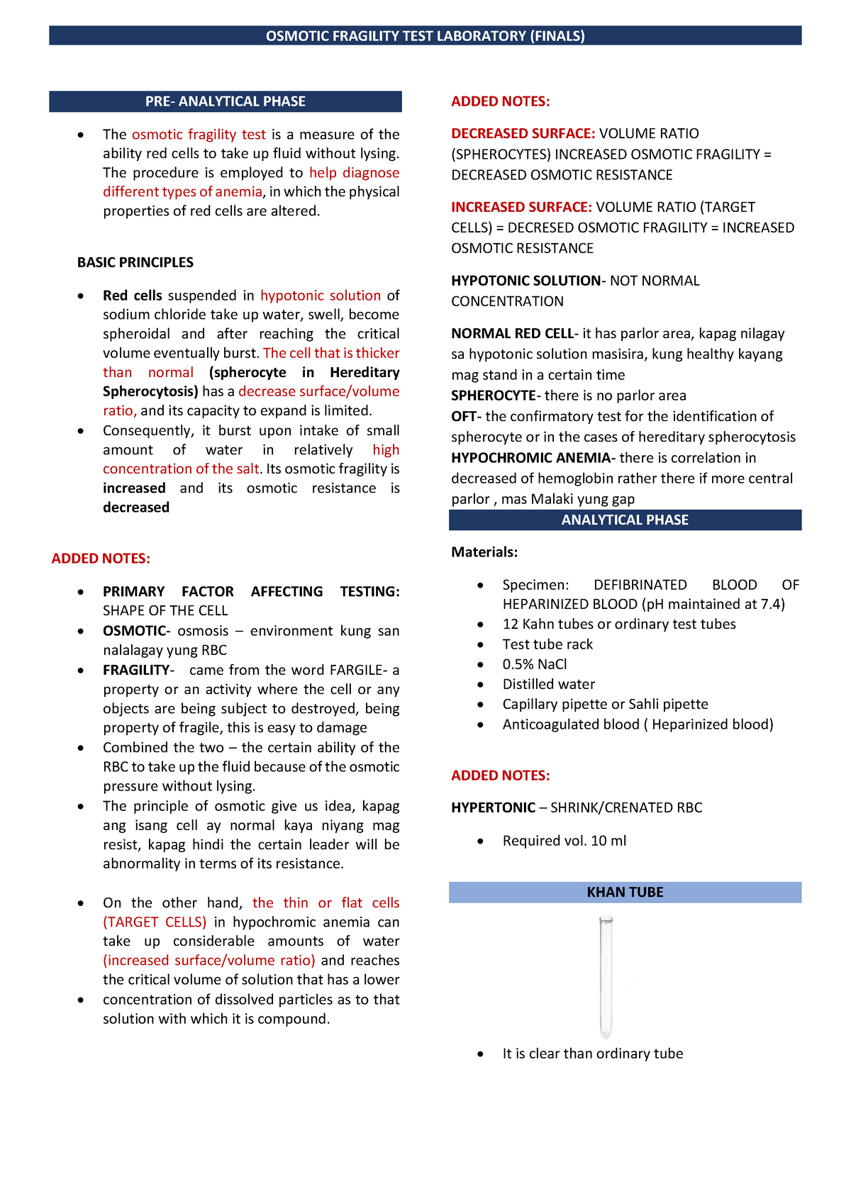 Osmotic Fragility TEST Laboratory - OSMOTIC FRAGILITY TEST LABORATORY ...