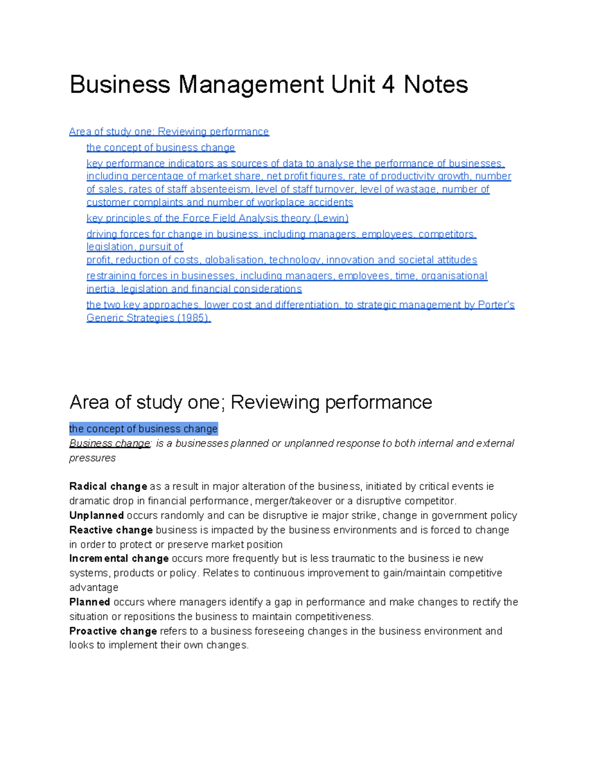 47 study score Unit 4 Business Management Notes - Business Management ...