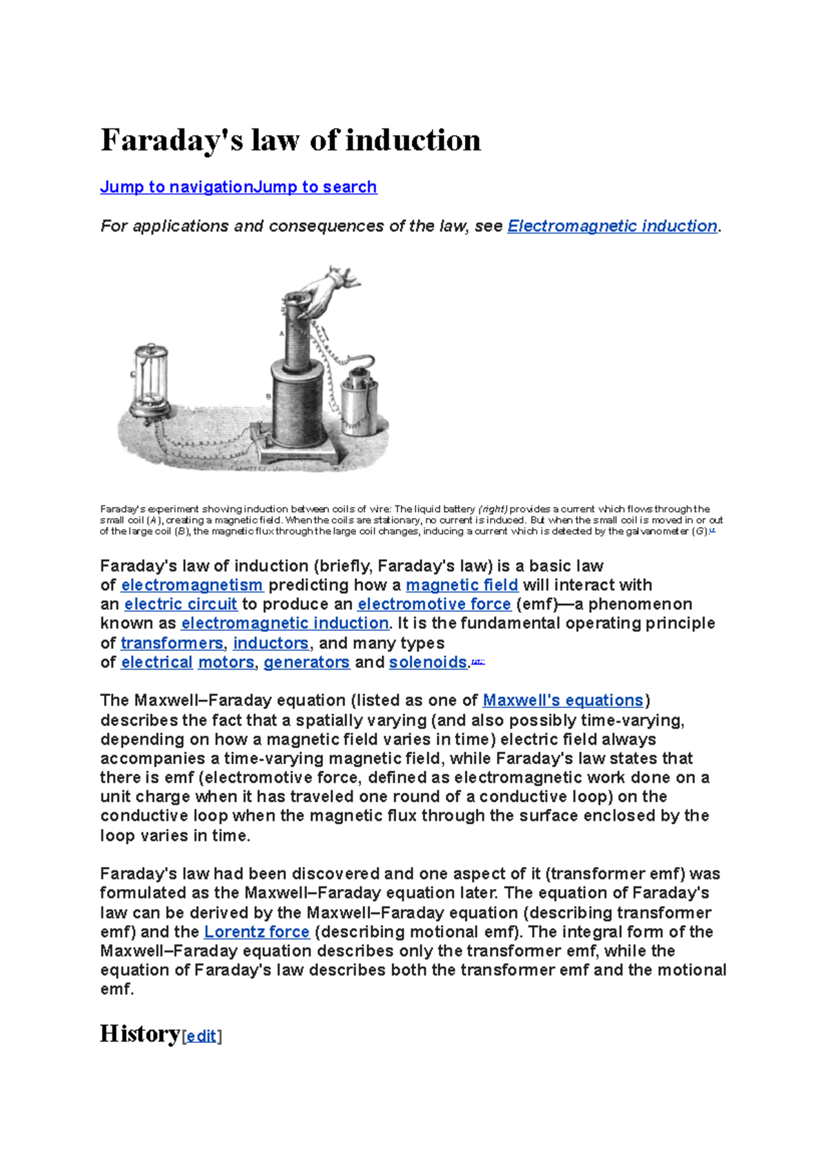 Faraday - SWETHA - Faraday's law of induction Jump to navigationJump to ...