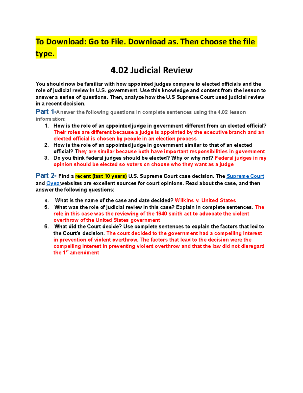 4.02 Judicial Reveiw - Answers!!!!! - To Download: Go To File. Download ...