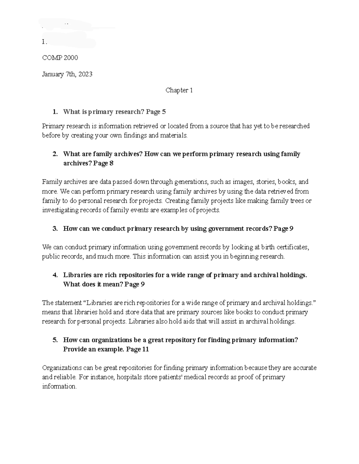 Chapter 1questions COMP2000 - Isabela Cifuentes Professor Rahimi COMP ...