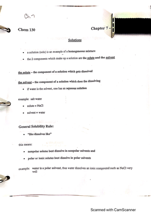Chem 130 Formation of a Solution - CHEM 130 - Studocu