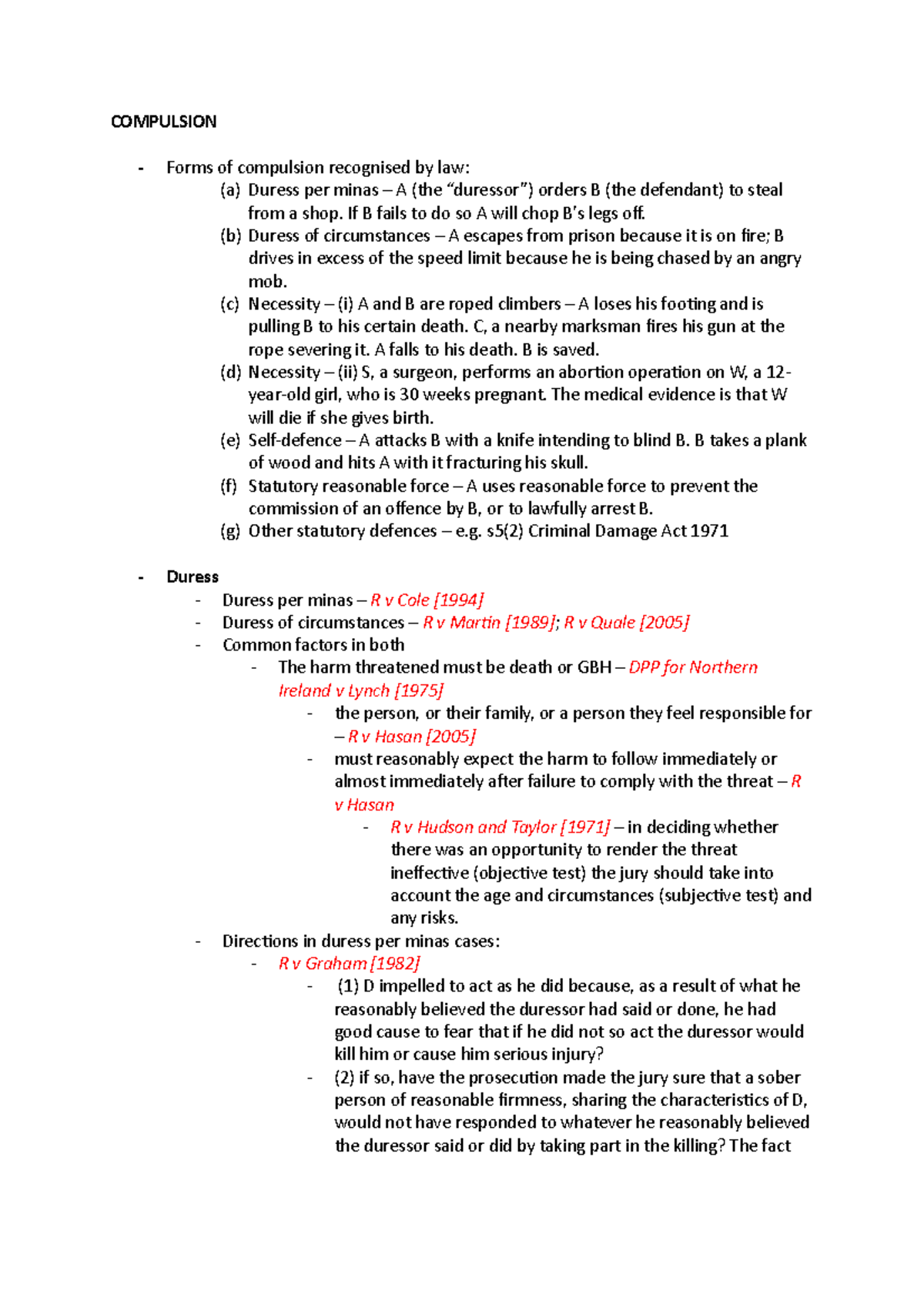 Compulsion Paul WynellSutherland COMPULSION Forms of compulsion