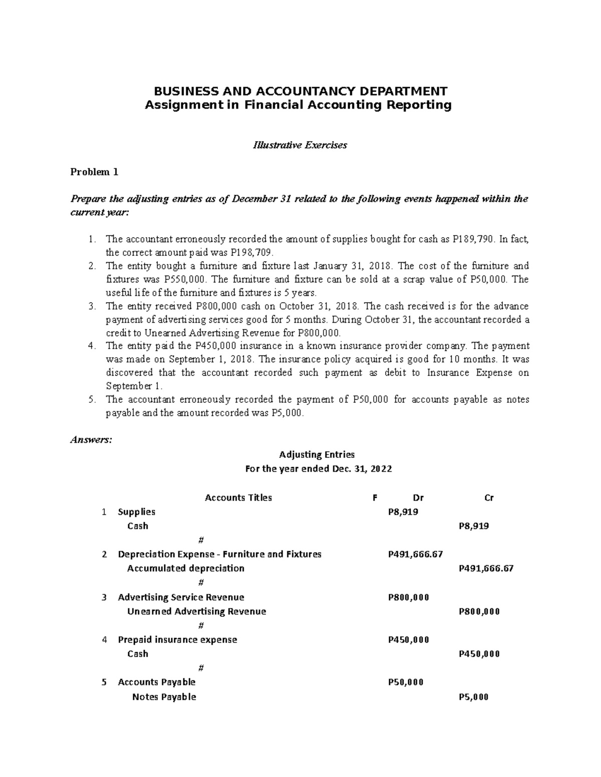 example of accounting assignment