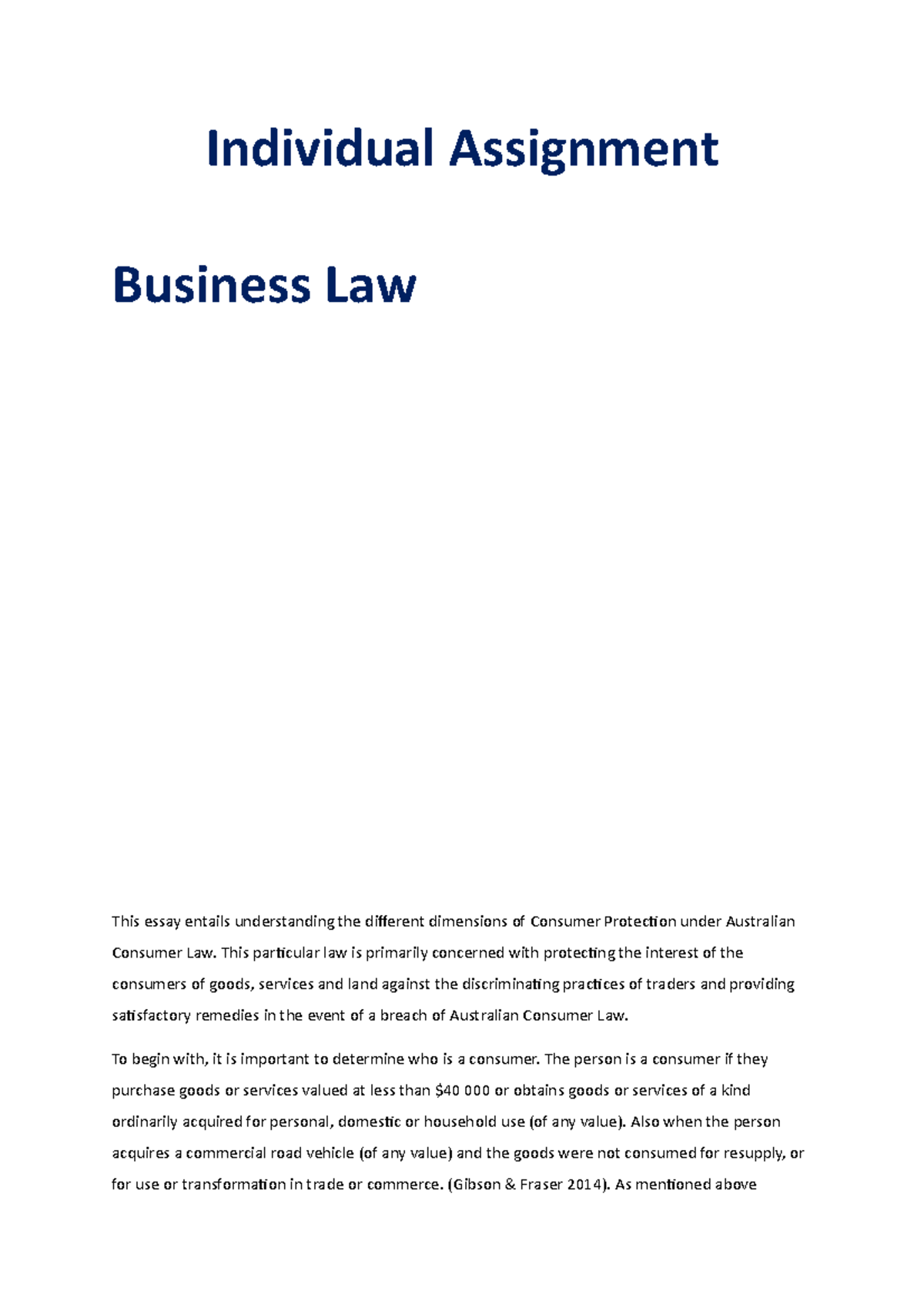 assignment business law