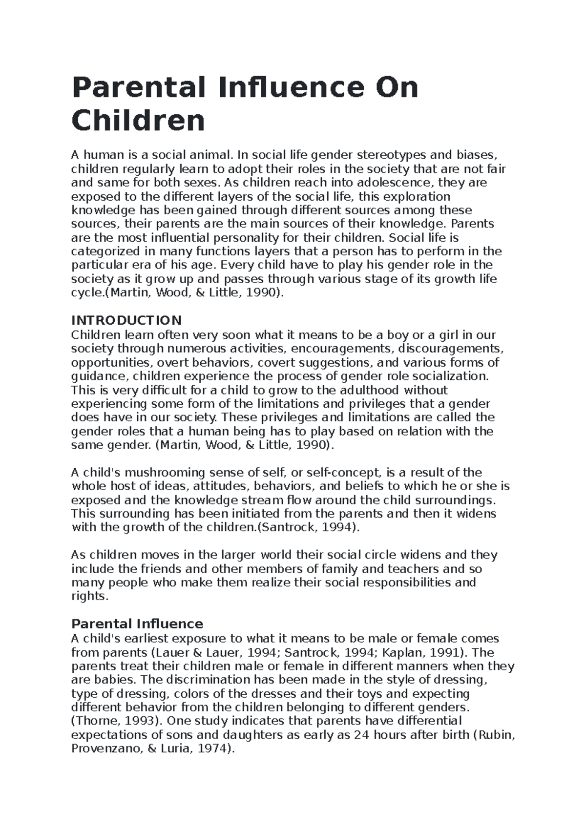 Parental Influence On Children - Parental Influence On Children A human ...