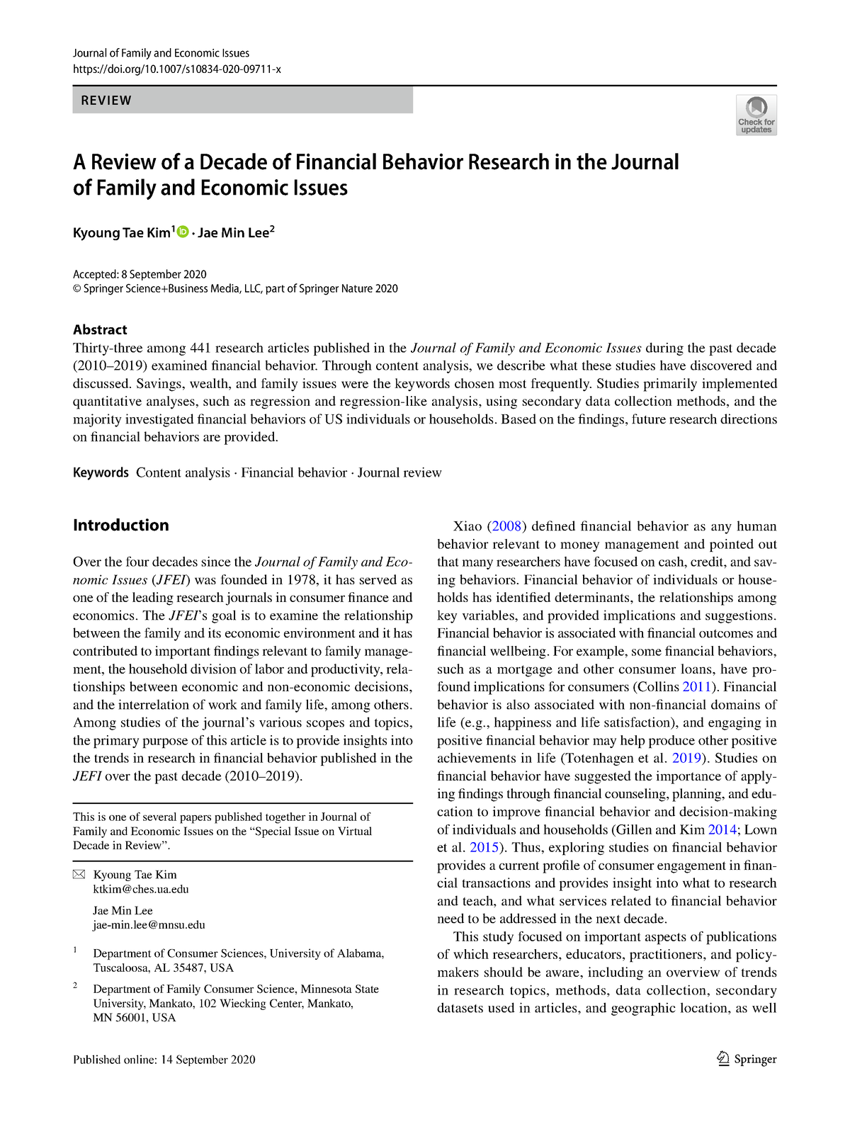 journal of financial research review time