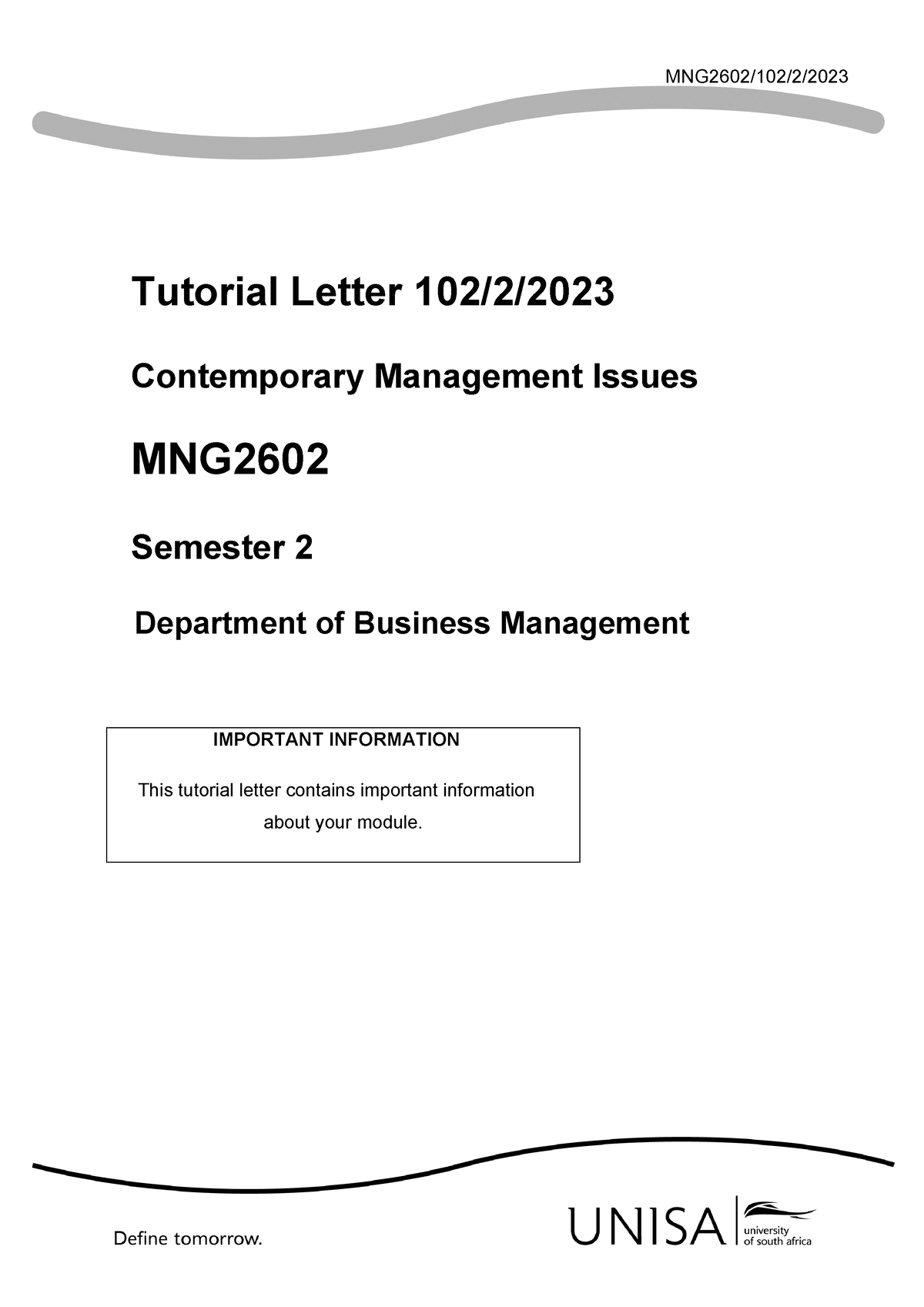 MNG2602 TL102 2 2023 - Tutorial Letter - MNG2602/102/2/ Tutorial Letter ...