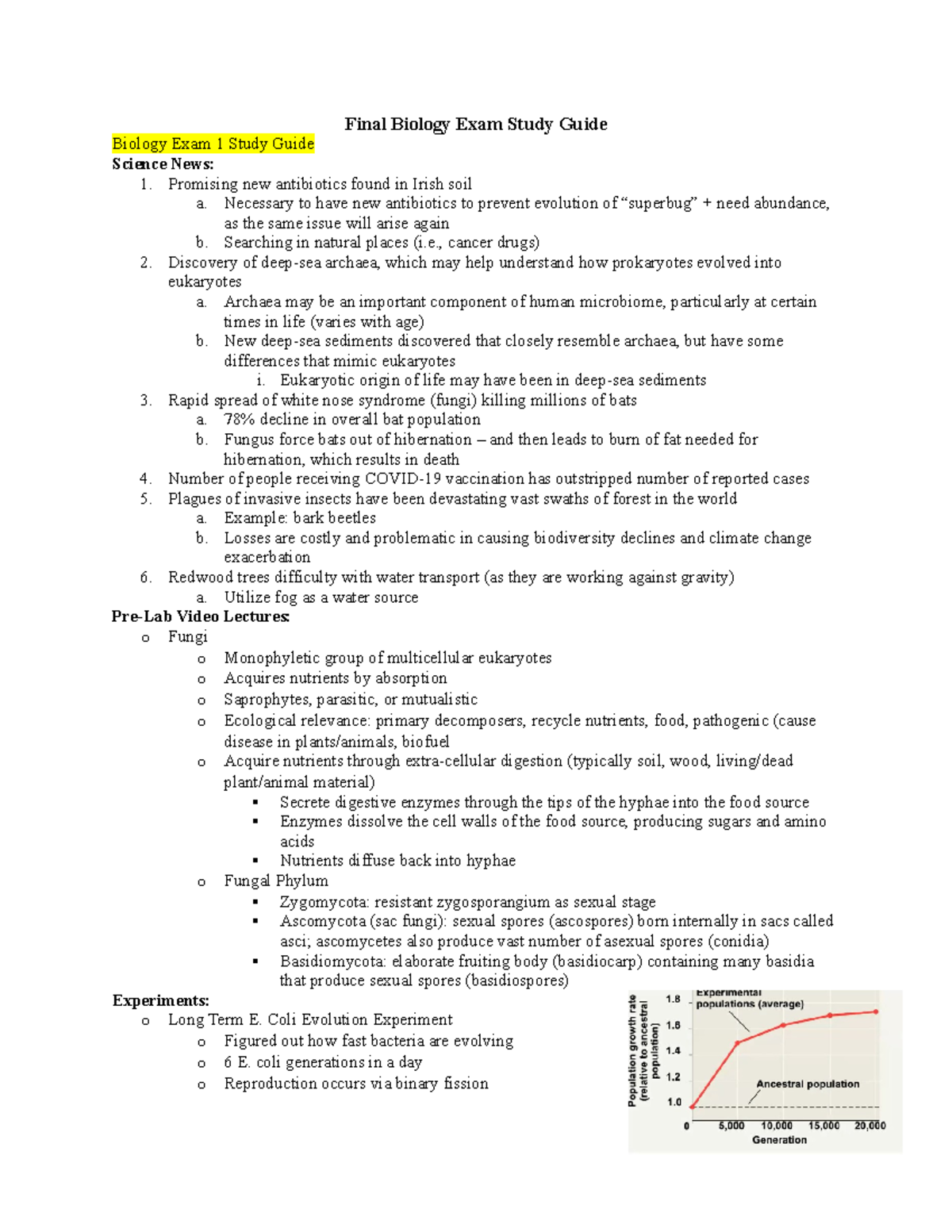 Final Biology Exam Study Guide - Final Biology Exam Study Guide Biology ...