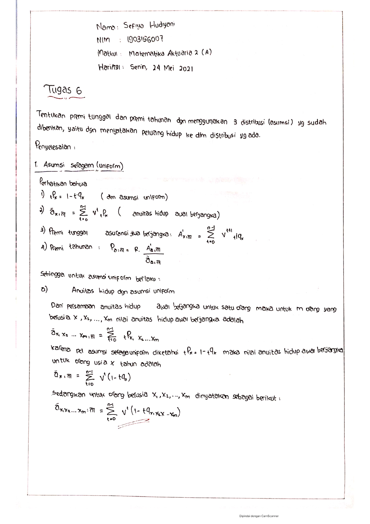 Tugas Matematika Aktuaria 2 - Studocu