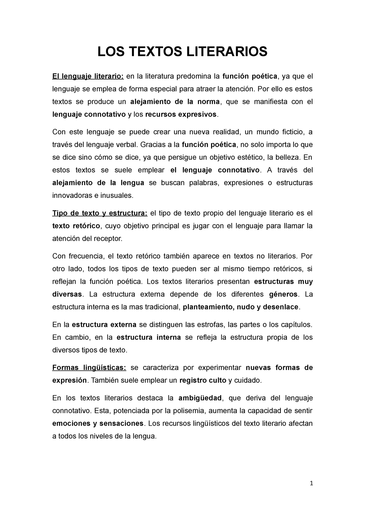 fusión Falange maletero LOS Textos Literarios - Lengua castellana y literatura 2 Bachillerato - LOS  TEXTOS LITERARIOS El - Studocu